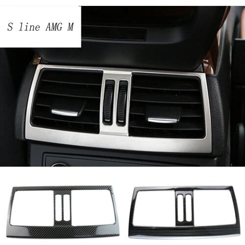 Car Styling Carbon Fiber Rear Air Conditioning Outlet Frame Trim Panel Decals AC Vents Protector Stickers For BMW E70 E71 X5 X6