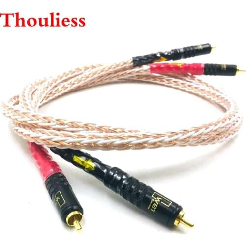 Thouliess Pair HIFI Hi-End 8N Single Crystal Copper RCA Reference Interconnect Audio Cable with Gold plated WBT-1044 RCA PLUG