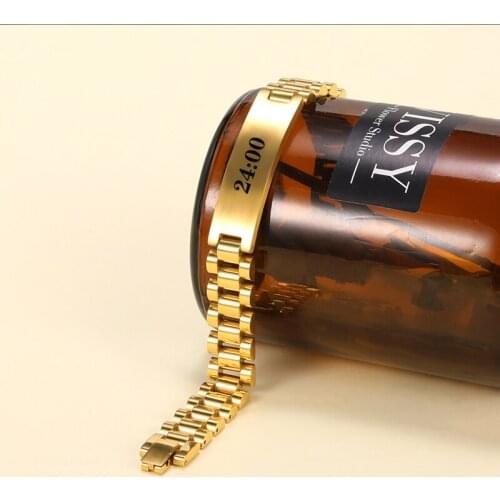 Vintage Engraving ID Date Name Bracelets Stainless Steel Gold Silver Customed Letter Watch Adjustable Wrist Charm Jewelry Gifts