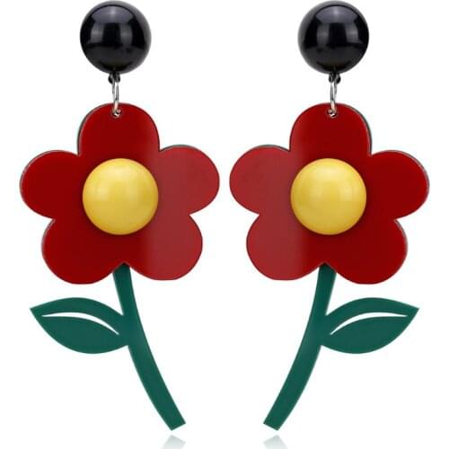Funny Acrylic Alien Flower Catwomen Large Pendant Drop Earrings Women Exaggerated Party Vacation Fashion Jewelry