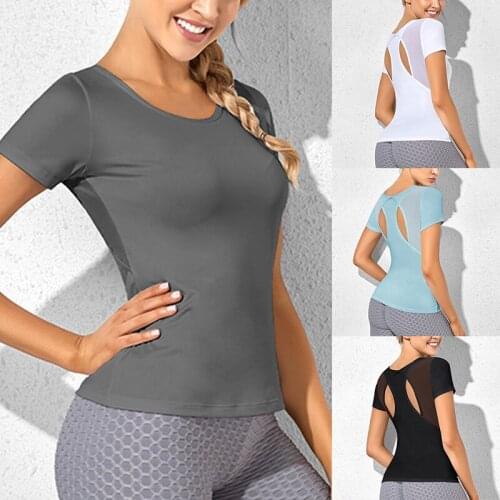 Women Sport Tops for Gym Fitness T Shirt Sports Wear Yoga Clothes Gym Running Workout Tops
