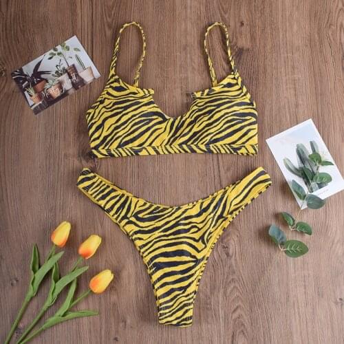 2021 Women Halter Leopard Bikini Ladies Swimwear Sexy Swimsuit Female Bathing Suit Summer Beachwear Micro Bikini Set