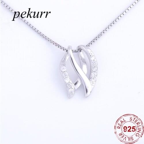 Pekurr 3D Hollow 925 Sterling Silver Cubic Zirconia Weed Leaf Women Necklaces Pendants Silver Chain Creative Jewelry