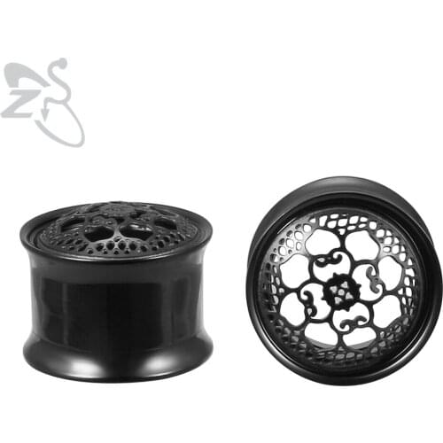 ZS 8-18mm Double Flared Ear Plug Tunnel Stainless Steel Screw Ear Expander Stretcher Polished Flesh Tunnel Body Piercing Jewelry