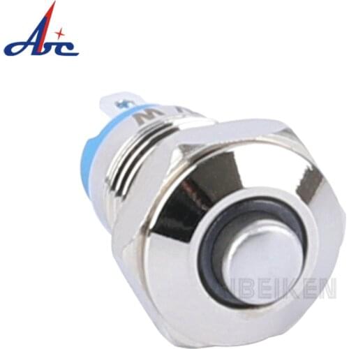 1pc 12V Blue Led Illuminated 1NO Smallest Push to ON Momentary Ring Led High Flush Push Button Switch 8mm