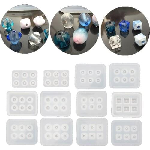 12Pcs Beads Resin Molds Kit with Hole for Gemstone Cabochon Jewelry Casting
