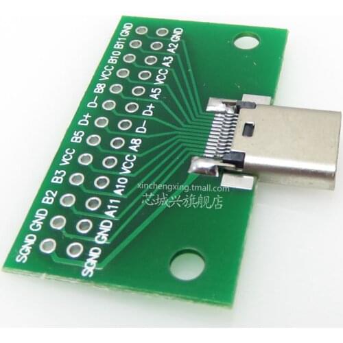 2pcs TYPE-C female test board Double-sided insert 24P female to 2.54 USB3.1 data cable transfer
