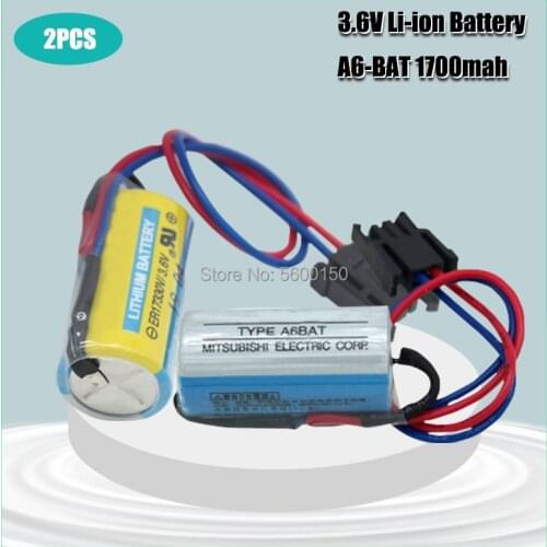 2pcs High Quality A6BAT 3.6V PLC Battery ER17330V Lithium 2/3A Batteries For CNC System Servo Real-time Clock Printing Machine