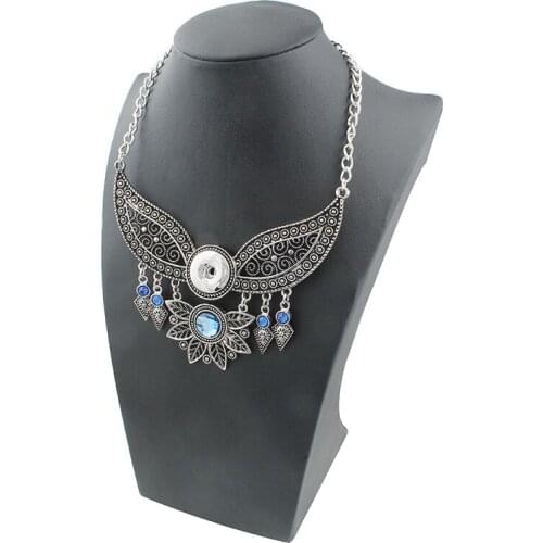 2017 Vintage Metal Snap Button Pendant Necklace With Chain Fit OEM,ODM 18mm Xinnver Snap Jewelry For Women ZG075