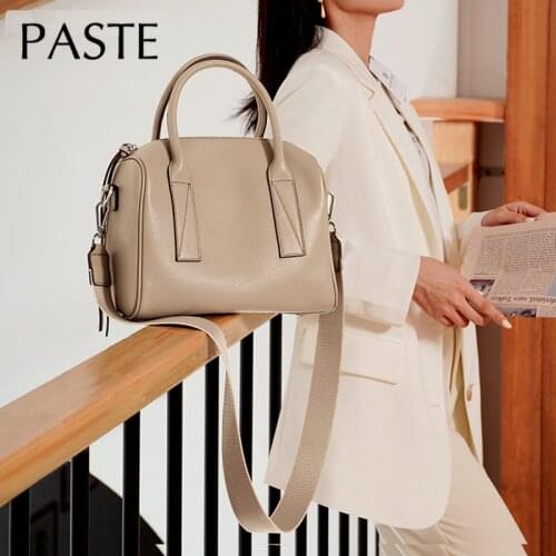 2021 Fashion Thick Cowhide Leather Women Pillow Boston Bag Genuine Leather Handbags Crossbody Shoulder Bags Women Totes Bag