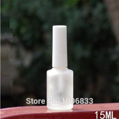 40pcs/Lot, 15ML Nail Enamel Bottle, White Frost Glass Bottle with Brush, 15G Nail Polish Oil Bottle, Glass packing Bottle
