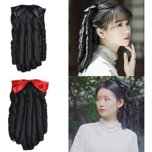 Curl French Roll Hair Accessories Qipao Headdress With Headdress Vintage Royal Princess Hair Products Shanghai Tan