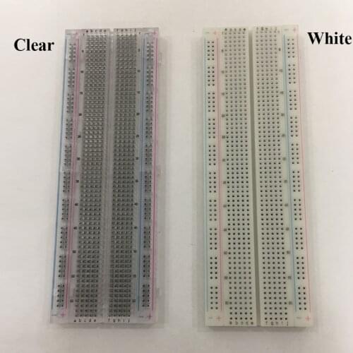 MB-102 830 Tie-points Hole White Clear ABS Plastic RGB LED Mini Solderless Prototype Breadboard Circuit PCB Board Protoboard