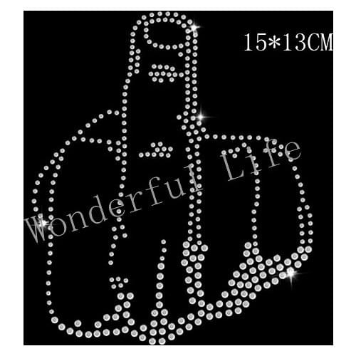 Free shipping fingers iron on design stone hot fix rhinestone transfer motifs transfer on design rhinestones fix