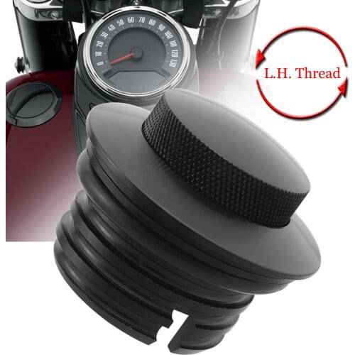 Black Motorcycle Pop Up Fuel Tank Cap Left Hand Thread Reservoir Gas Cap For Harley Dyna FXD Softail Fat Boy Touring Road King