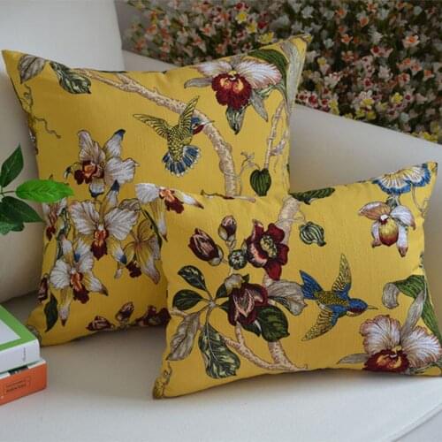 Floral Cushion Cover 50X50 For Safa Home Bedroom Large Pillow Case Home Decor Yellow Cushion Cover 30x50 Throw Pillow Cover