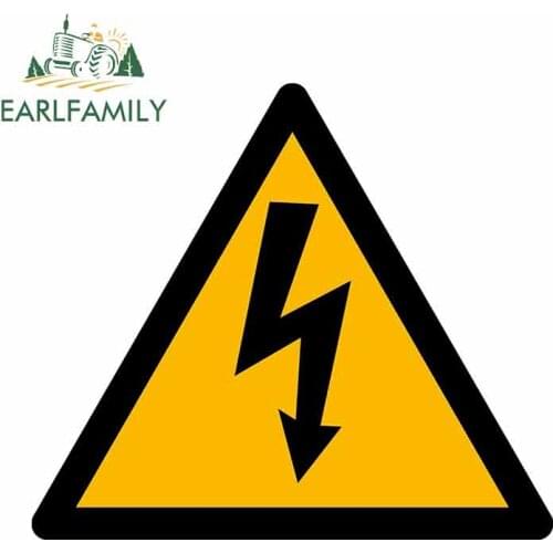 EARLFAMILY 13cm x 11.4cm Car Sticker Decal Vinyl Car Bike Bumper Electric Warning Danger Sign