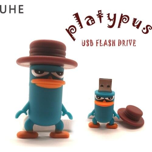 Pendrive usb flash drive 64gb 32gb 16gb 8gb 4gb funny cute perry the platypus shape pen drive memory stick cartoon cle usb2.0