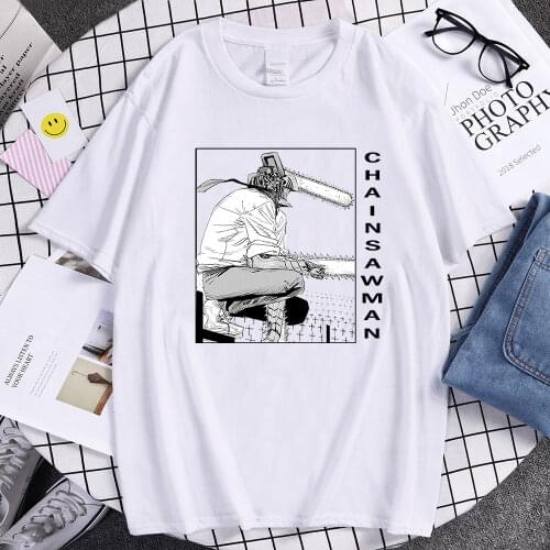 Anime Chainsaw Man Denji Manga Kaguya T Shirt Vintage Summer Plus Size Tops Cotton Men Clothing Harajuku O-Neck T-Shirt
