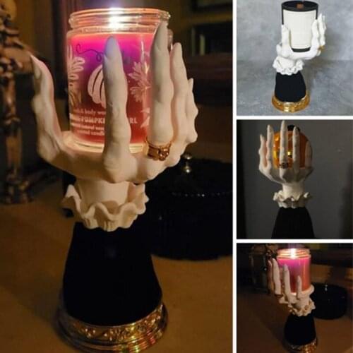 Halloween Witch Hand Candlestick Horror Witch Hand Candle Holder for Home Living Room Bedroom Decoration SUB Sale