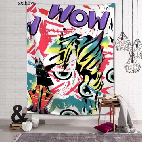 Hippie Psychedelic Graffiti Art Custom HD Tapestry For Carpet Travel Mattress Wall Carpets Art Home Decor 100x150cm,130x150cm