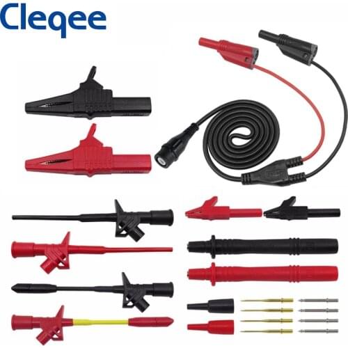 Cleqee P1800 Series BNC Cable To 4mm Banana Plug Test Lead Kit with Test Probe Needles Test Hook Alligator Clip Automotive Tool