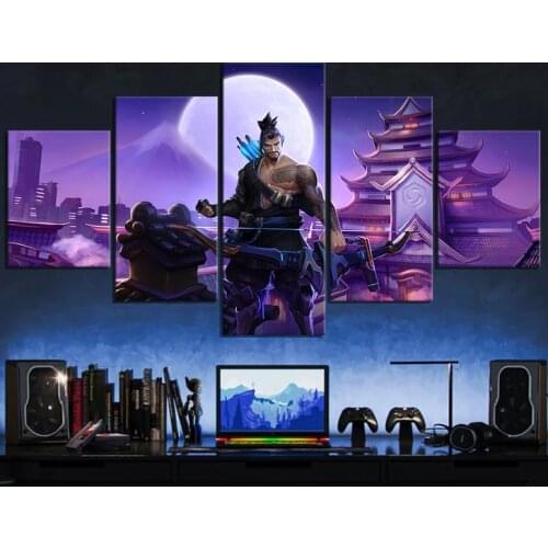 5pcs Hanzo Overwatch FPS Game Poster Pictures Fantasy Wall Art Home Decor