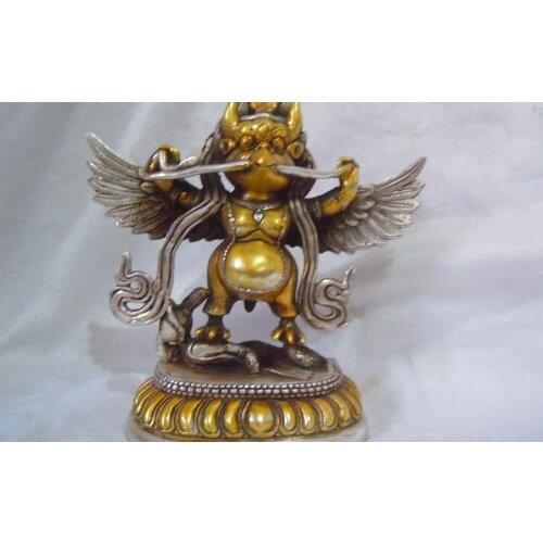 China silver gild carved finely Buddhism redpoll buddha Sculpture statue