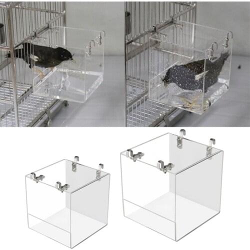 Bird Bath Cage Cleaning Pet Supplies Cockatiel Bird Bathtub with Hanging Hooks for Little Bird Parrots Spacious Parakeet