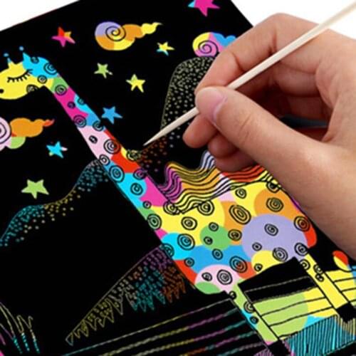 Hot Funny Drawing Book DIY Scratch Book Black Cardboard As Childrens Gift Stationery School Supplies Drawing Toys