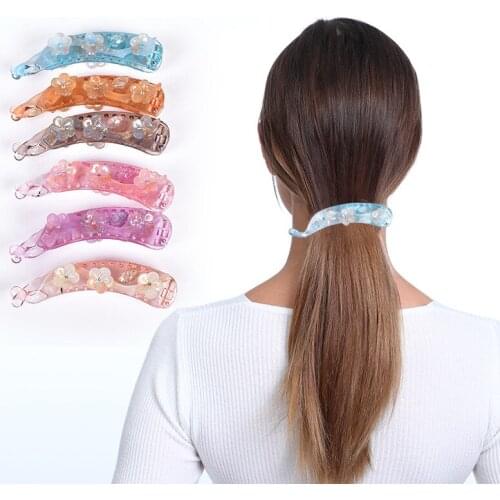 Korean Acrylic Horn Shaped Hair Clips Barrettes for Women Girls Fresh Flower Hairpins Chic Hair Clamps Fashion Hair Accessories