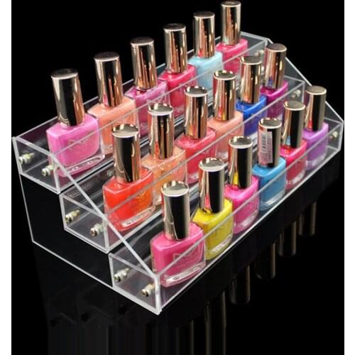 Hot Sale Makeup Cosmetic 3 Tier Clear Acrylic Organizer Mac Lipstick Jewelry Display Stand Holder Nail Polish Rack Free Shipping
