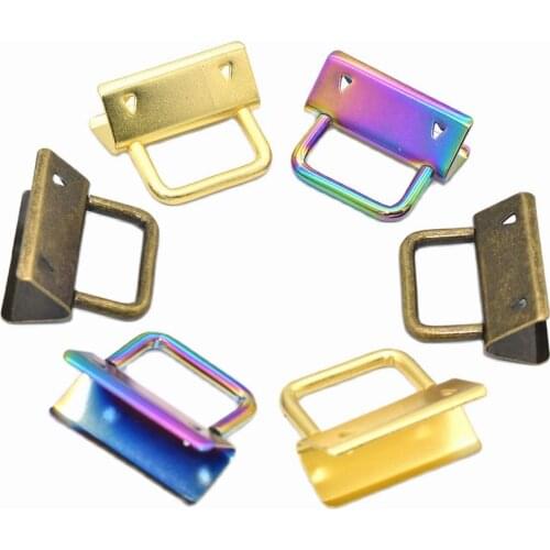 32mm Rainbow Key Fob Hardware Sets handbag key fob metal keychain hardware for webbing lanyard key ring handmade 10pcs