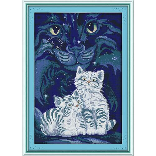 Two little white tigers cross stitch kit animal cartoon 14ct 11ct print canvas stitching embroidery DIY handmade needlework