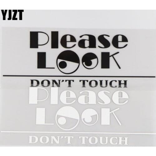 YJZT 20.3CM*7.4CM Please Look Don't Touch Vinyl Decal Car Sticker Jdm Decoration Creative Black/Silver 4A-0089