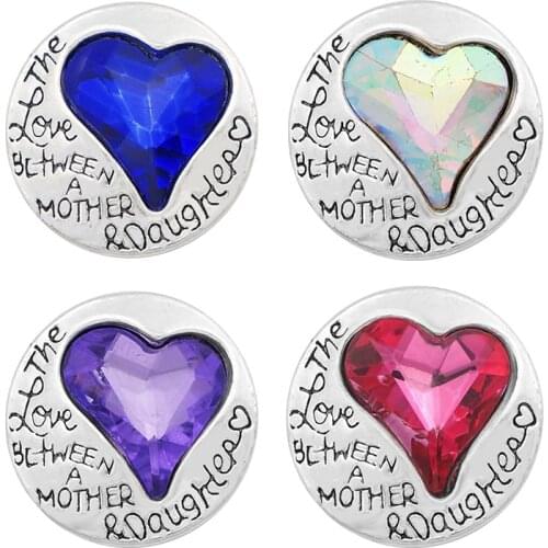New KZ2104 Beauty "The love between a mother& daughter" 18mm charm charm snap buttons fit DIY charm snaps jewelry wholesale