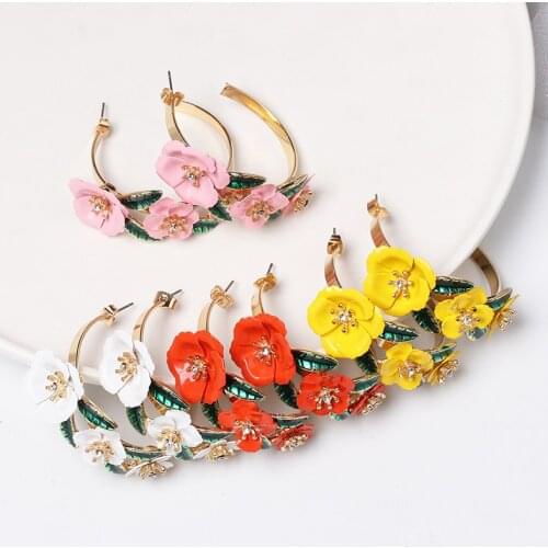 Wholesale JUJIA New Design Korean Fashion Jewelry Elegant Big Flower Earrings Summer Style Beach Party Earring For Women