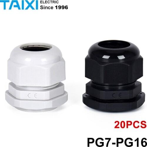 PG Nylon Cable Gland Plastic Electric Wire Waterproof Cable Fix Joint IP68 PG7 PG9 PG11 PG13.5 PG16 PG19 4-50MM Gram Head CE