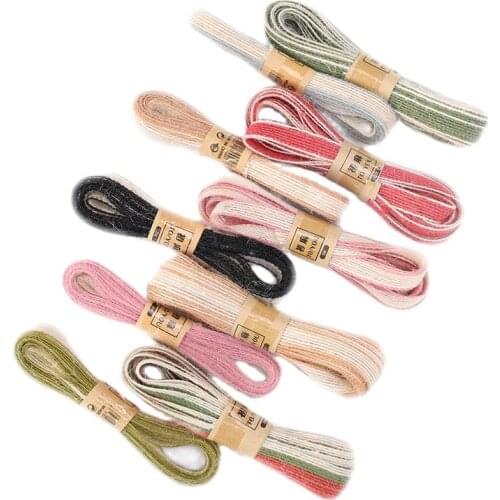 1cm Colorful Fish Shredded Jute Cloth Burlap Braided Belt Handmade DIY Bouquet Gift Box Home Decoration Ribbon
