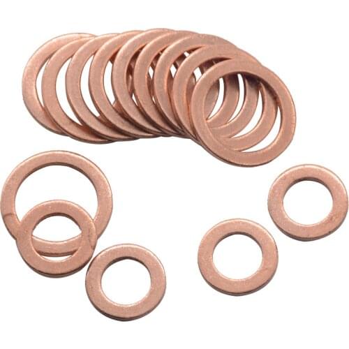 10/20PCS Solid Copper Washer Flat Ring Gasket Sump Plug Oil Seal Fittings 10*14*1MM Fastener Hardware Accessories 10x14x1MM