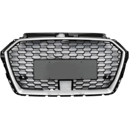 Car Front Bumper Grill Center Grille With ACC Hole Carbon Style for Audi A3/S3 8V 2017 2018 2019 (Refit for RS3 Style)