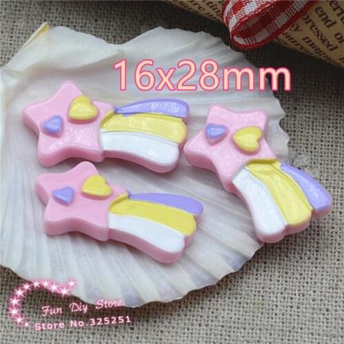 Resin pink star Flat back for decoration,hair bow center 50pcs/lot 16x28mm