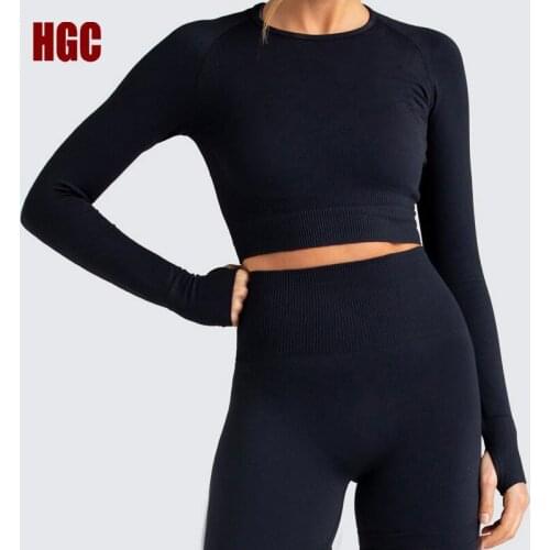 Sports Top Seamless Long Sleeve Yoga Fitness Shirt Push Up High Elastic Knitting Gym Sportswear Zumba Dry Fit Workout Pullover
