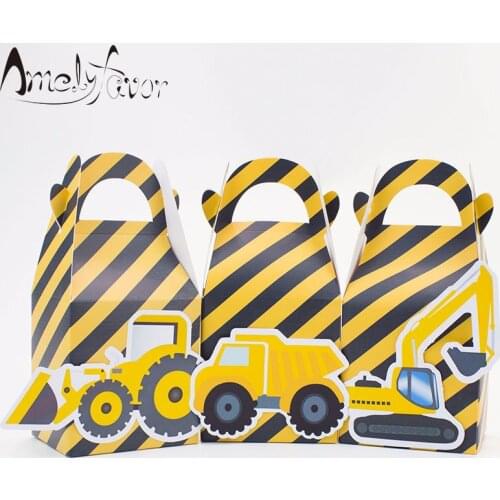 Construction Trucks Party Theme Favor Box Digger Candy Gift Box Cupcake Box Birthday Event Party Decorations Container Supplies