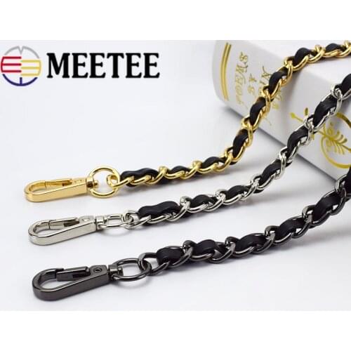 Meetee 1pcs 120cm Womens Bag PU Leather Metal Chain Buckles DIY Bag Straps Handbag Handles Parts Hardware Accessories BD335