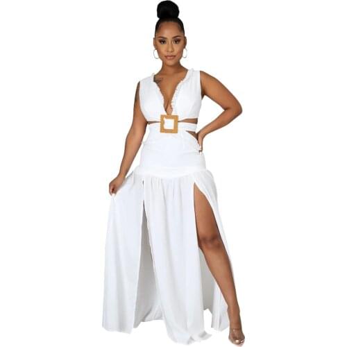 2021 New Product Solid Off Shoulder Deep V Neck Bandage A-Line Elegant Fashion Party Women Dresses Free Shipping Lady Dress