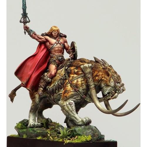 1/24 ancient man warrior with sword (with beast ) （WITH BASE ）Resin figure Model kits Miniature gk Unassembly Unpainted