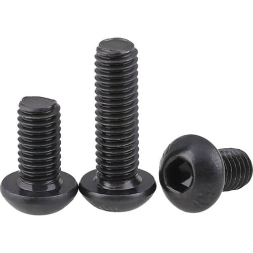 10Pcs 4# 6# 8# 10# UNC American Standard Grade 10.9 Black Hexagon Socket Round Head Screw Mushroom Head Hex Bolts