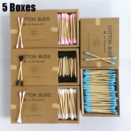 1000Pcs Eco Friendly Color Bamboo Cotton Buds Sticks for Aikos Double Head Cosmetics Micro Brushes Zero Dechet Vegan Products