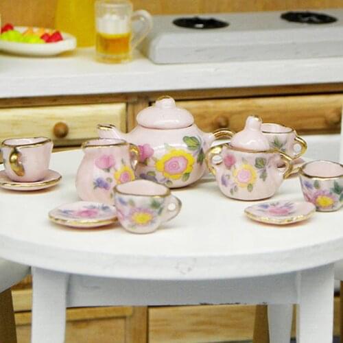 11Pcs 1:12 Dolls House Miniature Mugs Dish Cups Pot Set Toys Dollhouse Accessory